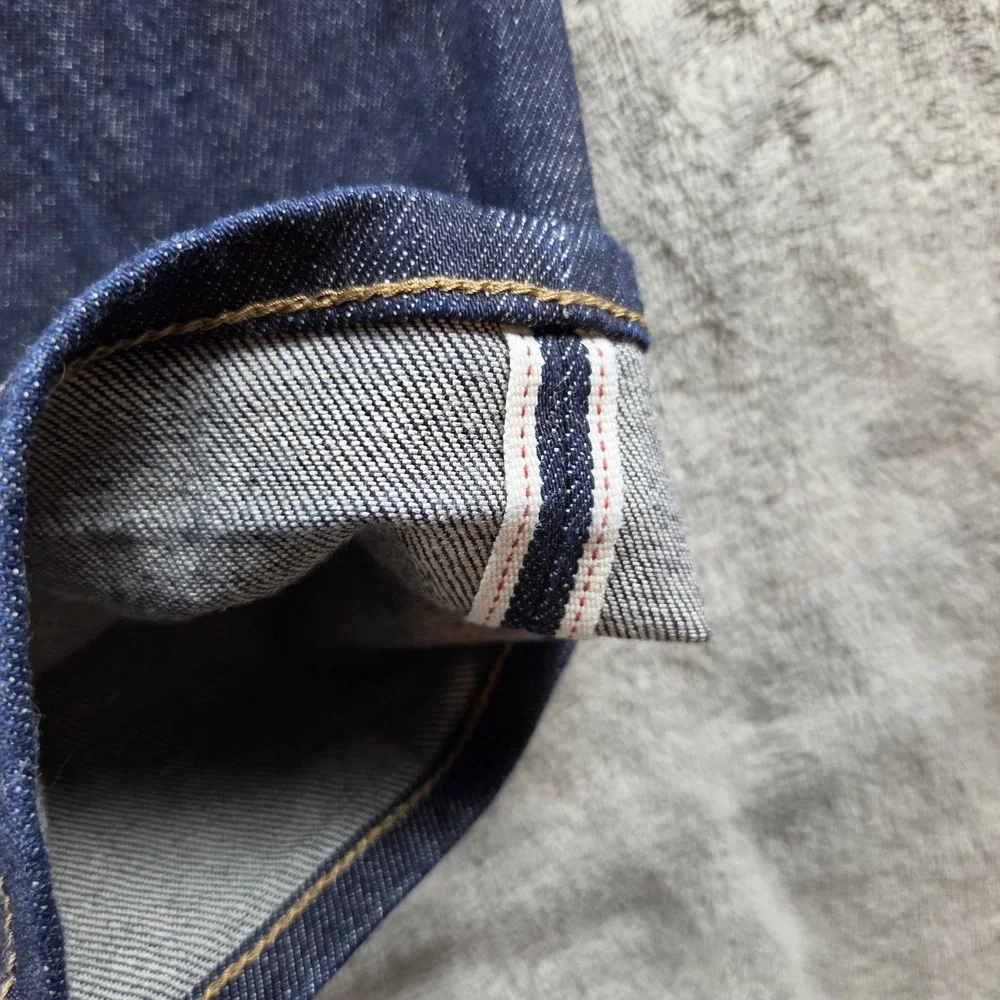 Uniqlo Kaihara Selvedge Japanese Slim Straight Denim Blue Jeans Mens 35X34
